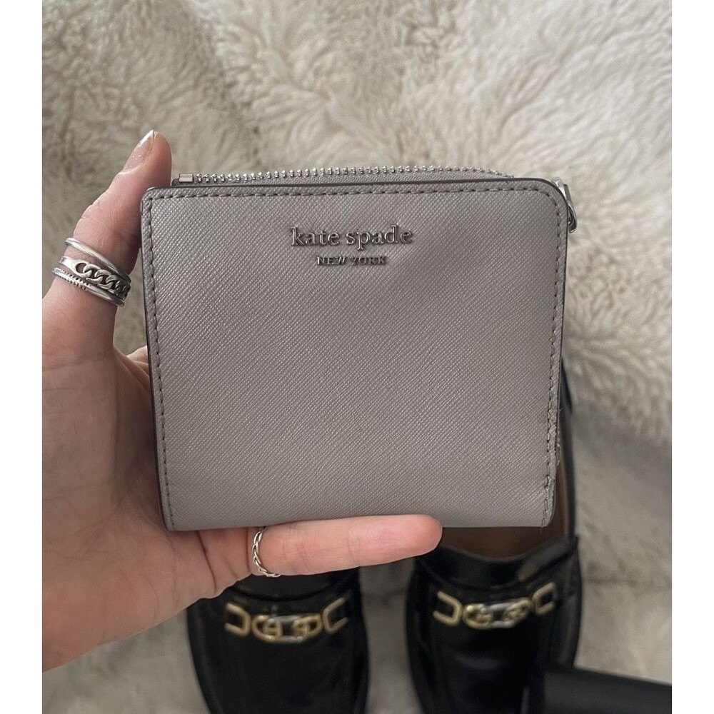 Kate Spade Gray Saffiano Leather Small Bifold Wallet